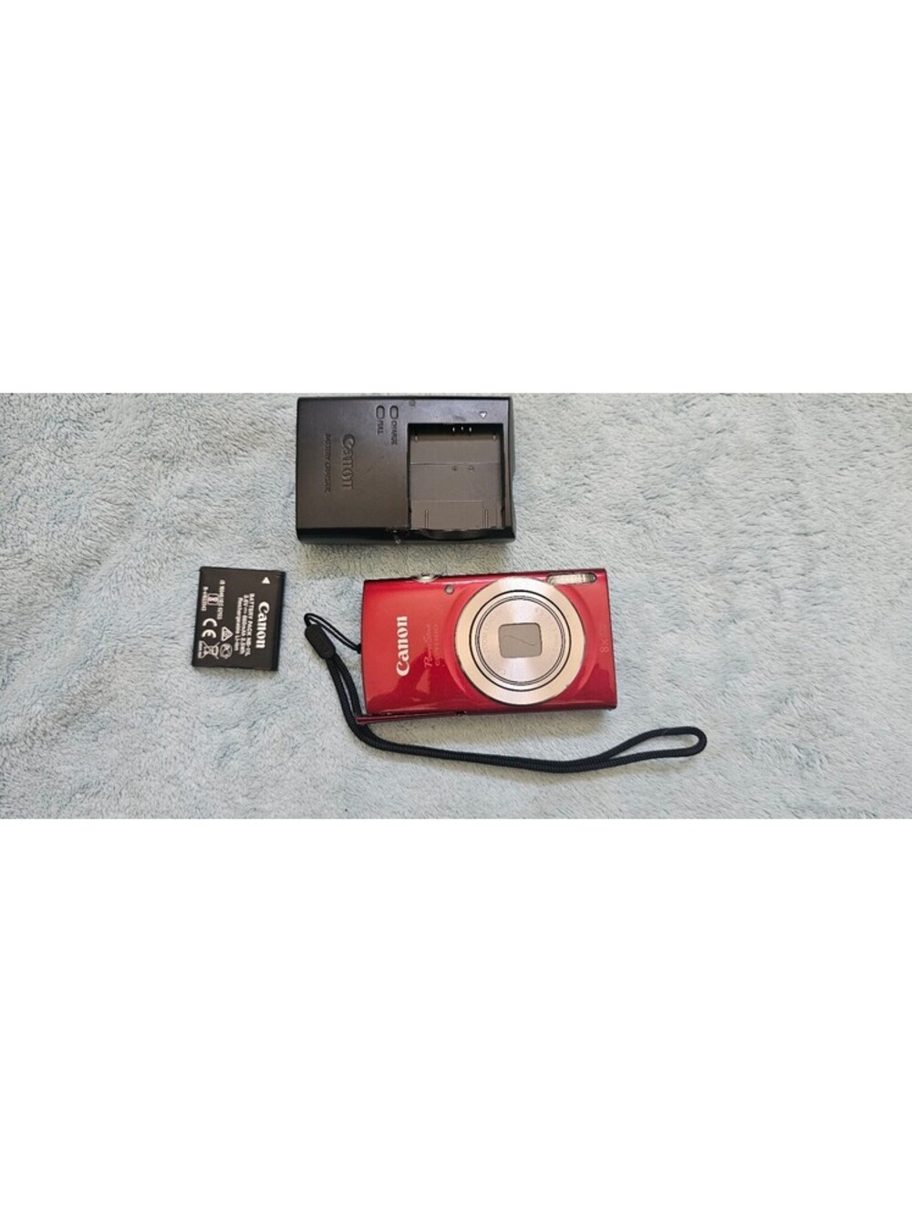 CANON POWER SHOT ELPH 180 IN RED 8X ZOOM Battery And Charger. No Memory Card.
